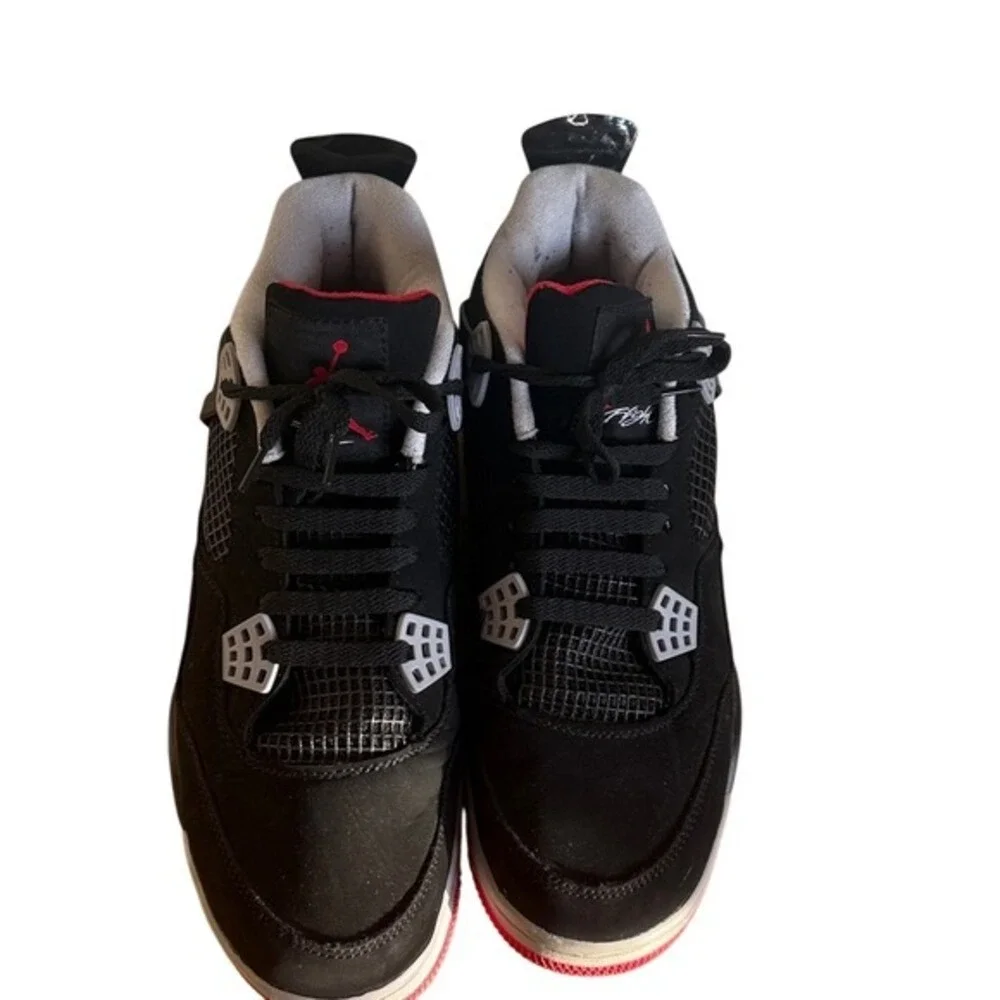 Air Jordan‎ 4 Retro Black Red White Mens Basketball Shoes Size 12